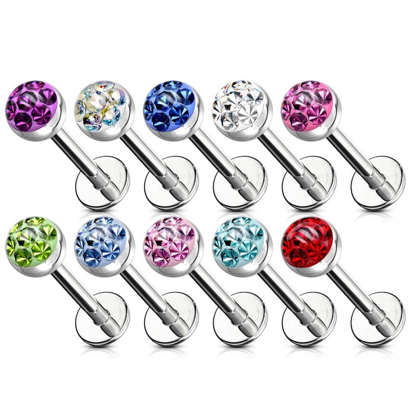 Labret con perla de cristal