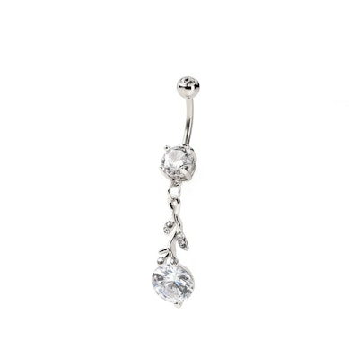 Piercing para el ombligo con rama y brillantes