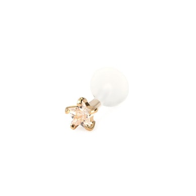 Labret en oro de 14 quilates con brillante en forma de estrella y barra de ptfe