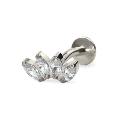Piercing para el ombligo de titanio con piedras de corte marquise