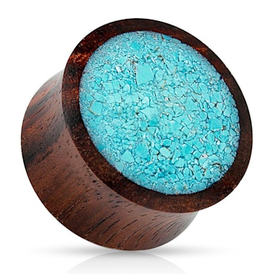 Plug de madera con turquesa cuarteada