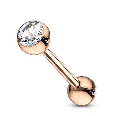 Piercing para la lengua chapado en oro rojo con brillante