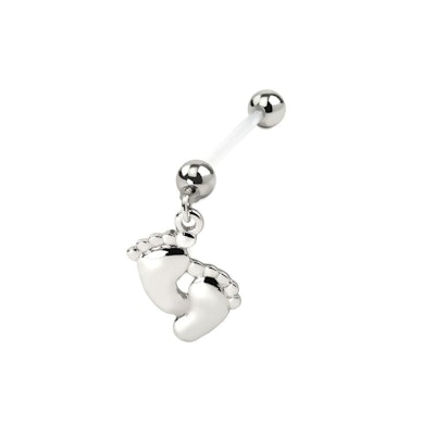 Piercing para el ombligo con pies de bebé para embarazadas.-