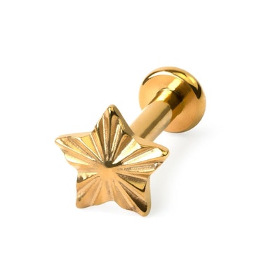 Labret de titanio en forma de estrella con relieve