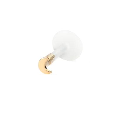 Labret con luna en oro de 14 quilates