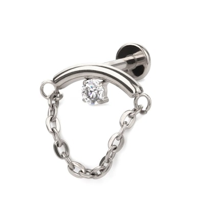Labret oculto para el helix con piedra y cadena