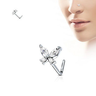 Piercing para la nariz con mariposa de brillantes