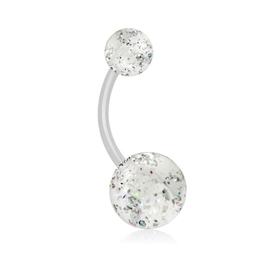 Piercing para el ombligo de acrílico con bolas de purpurina