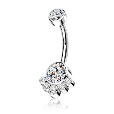Piercing para el ombligo de titanio con brillantes redondos