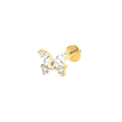 Labret de titanio con mariposa de piedras circonitas