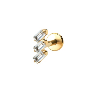 Labret de titanio con piedras baguette