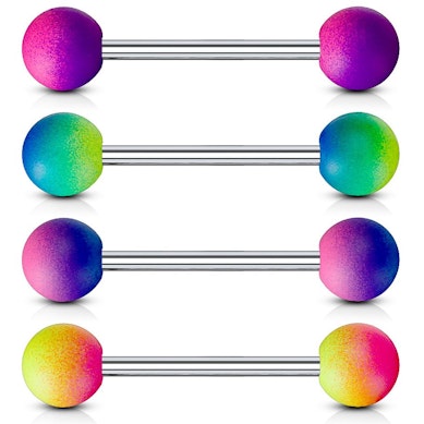 Barra para piercing con bolas recubiertas de goma