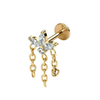 Labret de titanio con flor y cadenas