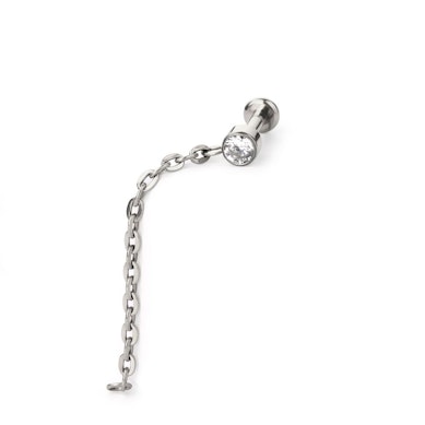 Delicado labret de titanio con piedra y cadena colgante
