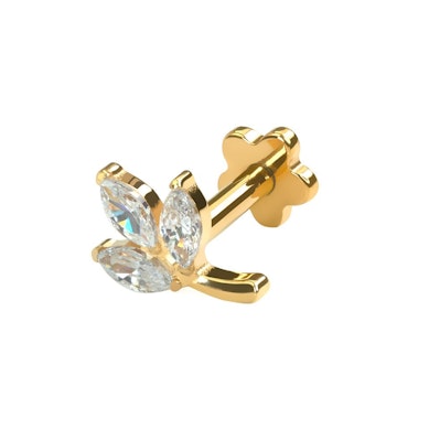 Labret de titanio en forma de hoja con flor trasera