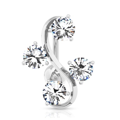 Piercing para el ombligo con cuatro brillantes escalonados