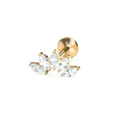 Labret curvado de titanio con 5 piedras