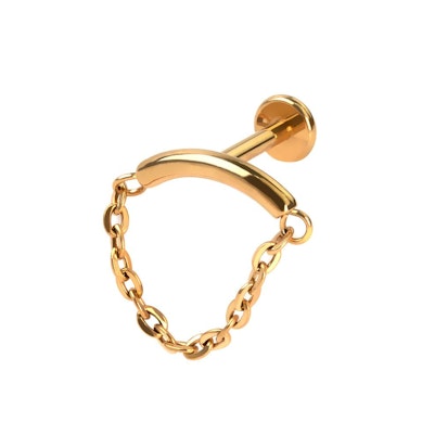 Labret de titanio con barra curvada y cadena