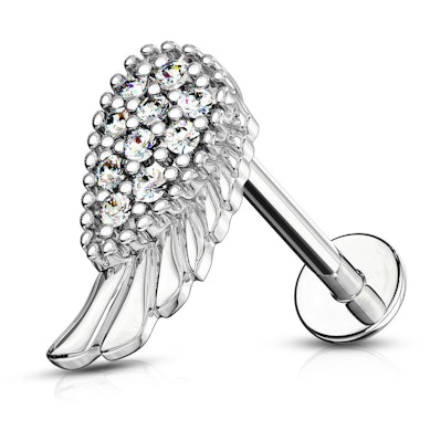 Labret con forma de ala de angel de piedras incrustadas