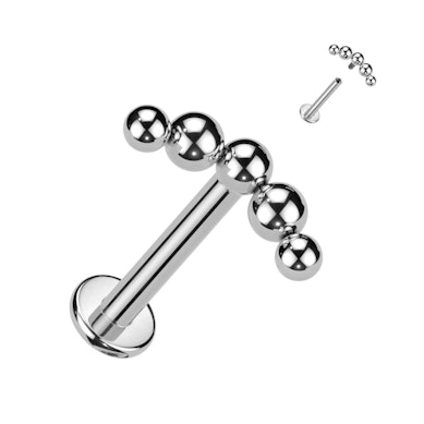 Labret de titanio decorado con línea de bolitas