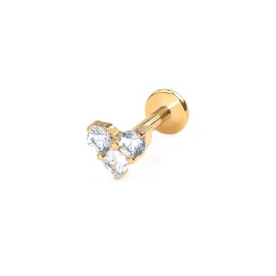 Labret de titanio en forma de corazón con piedras
