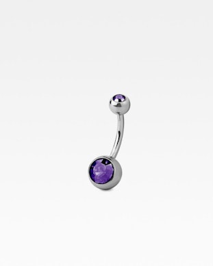 Piercing para el ombligo de titanio con dos brillantes.