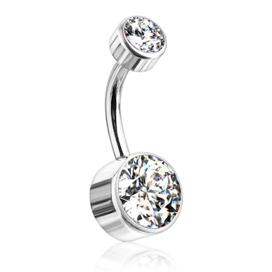 Piercing para el ombligo de titanio con bolas planas y rosca interna