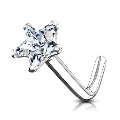 Piercing para la nariz de oro de 14 quilates con brillante en forma de estrella