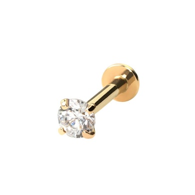 Labret en oro de 14 quilates con rosca interna y brillante