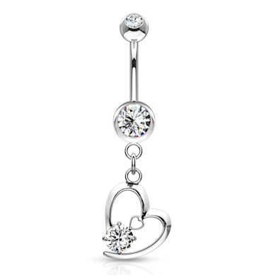 Piercing para el ombligo con colgante de corazón