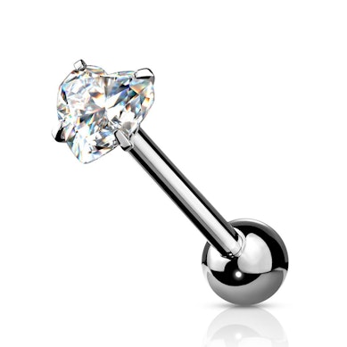 Piercing para la lengua con brillante corazón engarzado