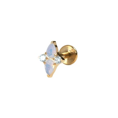 Labret de titanio con piedras rosas