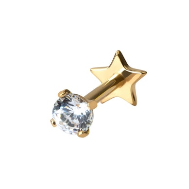 Labret doble de titanio con piedra y parte plana de estrella