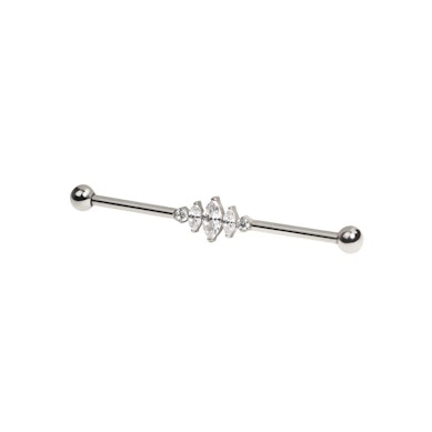 Barra industrial de titanio con piedras en corte marquise