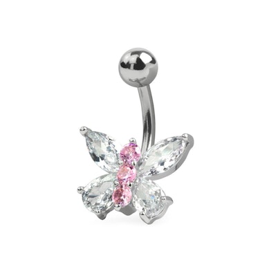 Piercing para el ombligo con mariposa de cristal