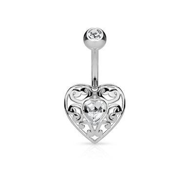 Piercing para el ombligo con forma y brillante de corazón