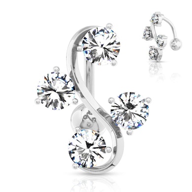 Piercing para el ombligo con cuatro brillantes escalonados
