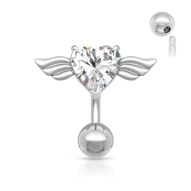 Piercing para el ombligo con corazones alados
