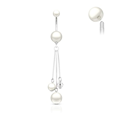Piercing para el ombligo con perlas de acrílico y colgantes