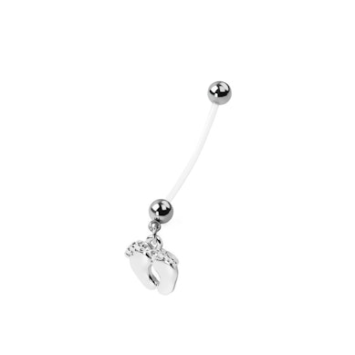 Piercing para el ombligo con pies de bebé para embarazadas