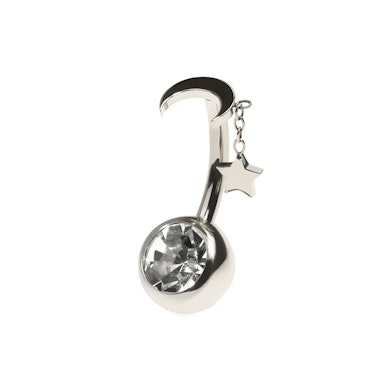 Piercing para el ombligo de titanio con luna y estrella