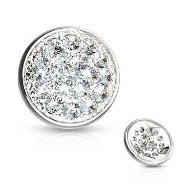 Joya para microdermal en oro 14 quilates con cúpula de piedras-Oro blanco de 14K