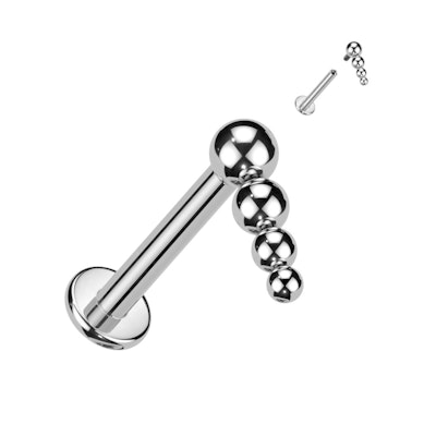 Labret de titanio con rosca interna y cascada de bolitas