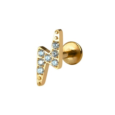Labret de titanio con diseño de relámpago y piedras