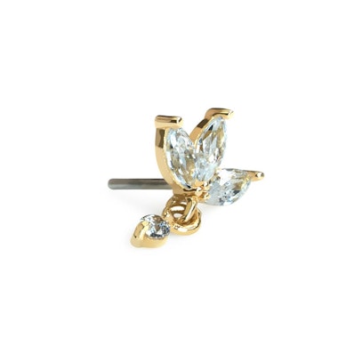 Joya push-in de oro 14K con flor de loto y colgante