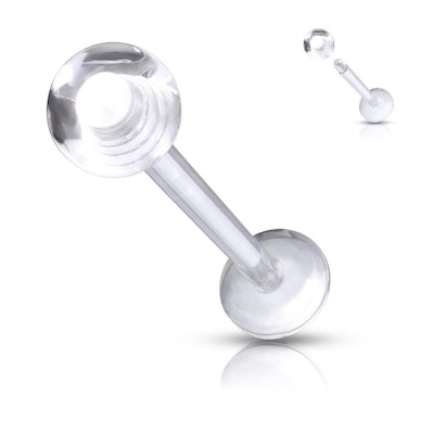 Labret con rosca y bola transparente