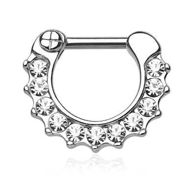 Piercing para el septum con brillantes incrustados en el borde