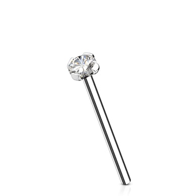 Fish tail - piercing para la nariz en oro de 14 quilates con circonita