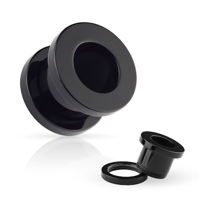 Túnel negro de acrílico con rosca.