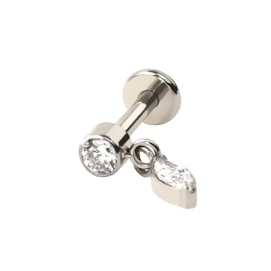 Labret de titanio con colgante de piedra marquise